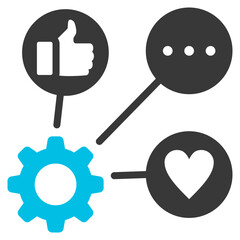 Social Media Integration Glyph Blue Grey Icon