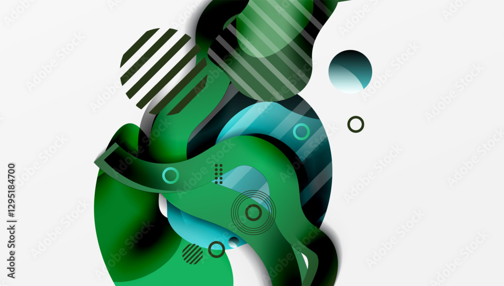 Poster abstract background - lines circles and liquid shapes