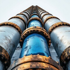 High-resolution image of a long-distance oil pipeline against a white backdrop, perfect for e-commerce, catalogs, and promotional content, emphasizing efficiency