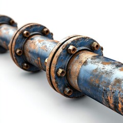 High-resolution image of a steel oil pipeline segment against a white backdrop, perfect for e-commerce, catalogs, and promotional content, highlighting its durability.