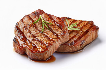 Fototapeta premium freshly grilled steak isolated on white background