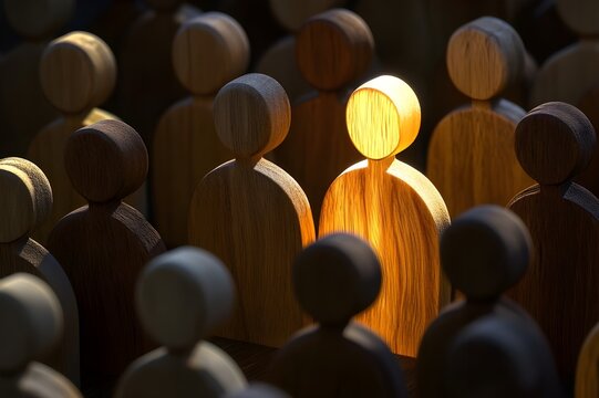 Recruitment and Teamwork in a Minimalistic Style. How Wooden Figures Depict Human Resources and the Best Candidate Selection Process.