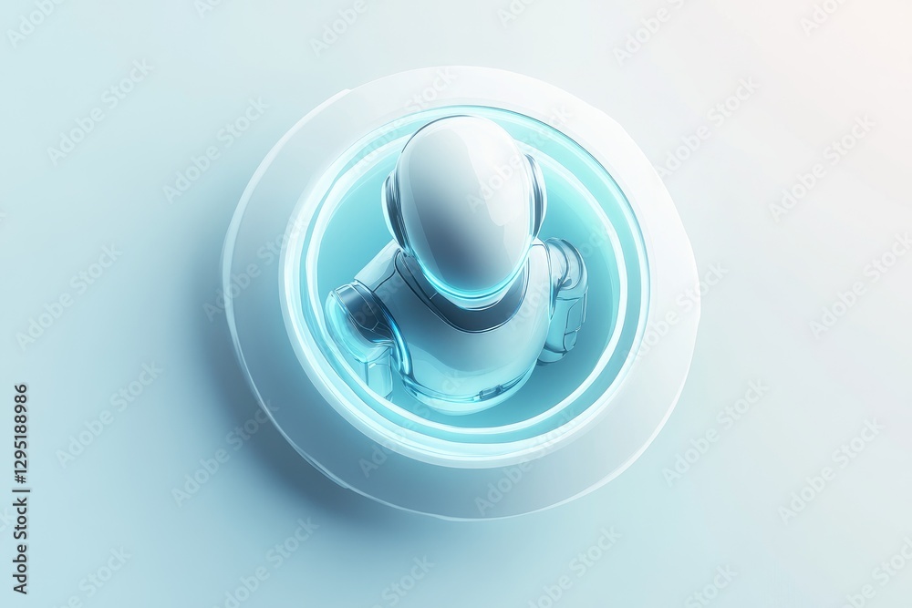 Wall mural a futuristic robot avatar positioned within a glowing circular frame
