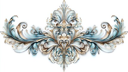 Ornate decorative architectural detail, white background, embellishment, design element, digital art, for wallpaper or print, possible use in a design project