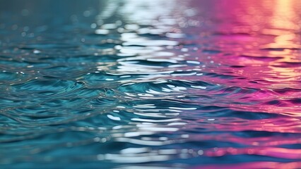 "Background Banner with Tranquil Water Ripples, Pink and Blue Pastel Sky, and Space for Text – Perfect for Wellness, Spa, and Eco-Friendly Promotions."