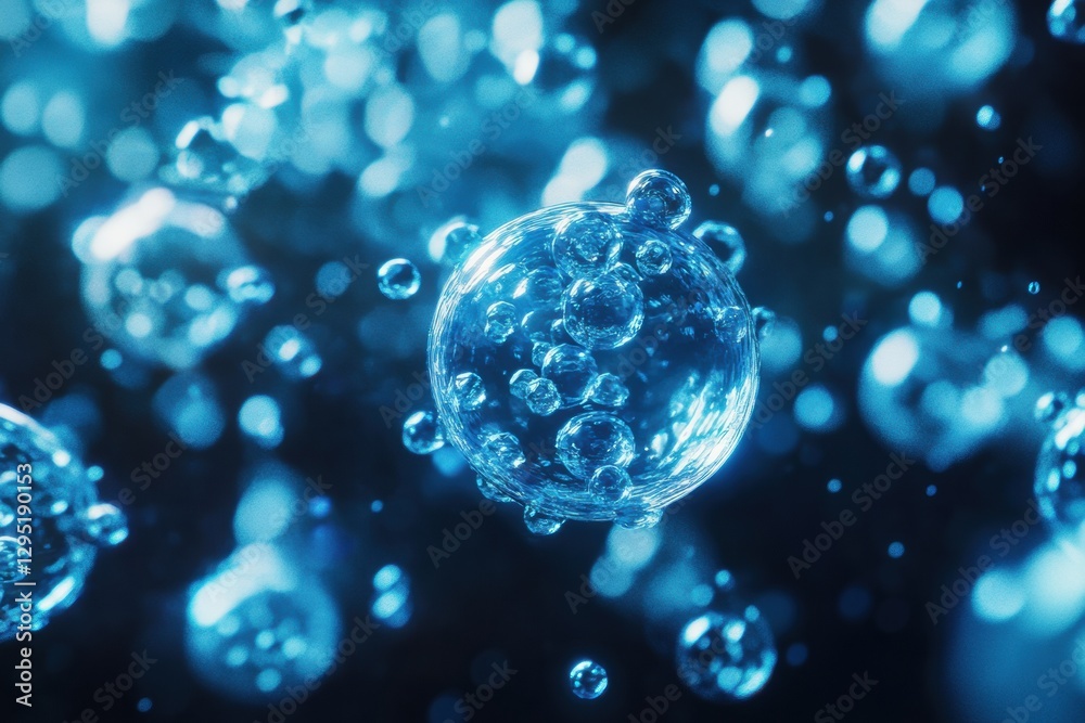 Leinwandbilder microscopic gas particles suspended in the air create a mesmerizing blue visual effect within a labo