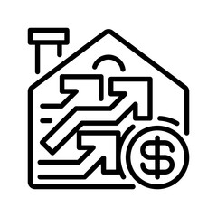 Property Value Growth line icon. Universal creative premium symbol. Vector sign icon logo template. Vector illustration