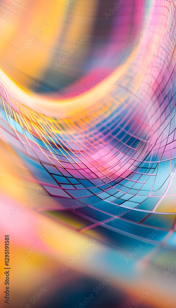 Poster abstract colorful grid pattern with blurred background creates depth