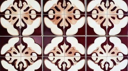 Ornate decorative floor tiles, symmetrical pattern. Interior design