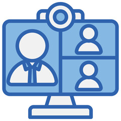 Virtual Conference Blue White Icon