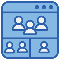 Breakout Room Blue White Icon
