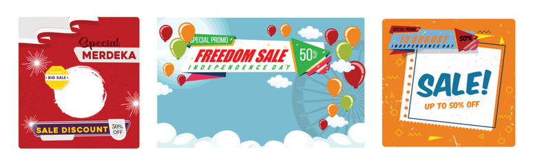 Sales promotion on Indian Independence Day with colorful balloons.