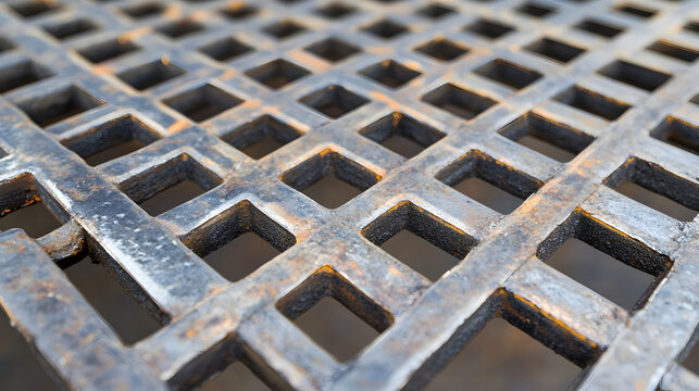industrial steel grating with sharp geometric lines 