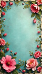 Faded floral wallpaper with peeling edges, distressed grunge texture, pattern, antique, nostalgia