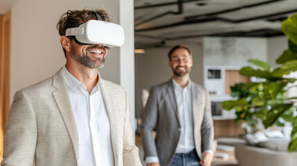 real estate agent using VR technology for engaging house tour