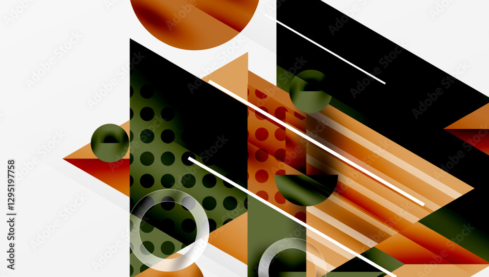 Poster Modern geometric background - overlapping triangles with smooth gradients and semi-transparency