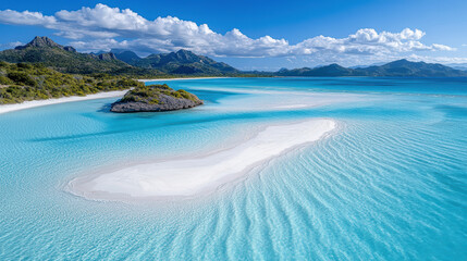 Obraz premium stunning aerial view of tropical island with white sand and turquoise water