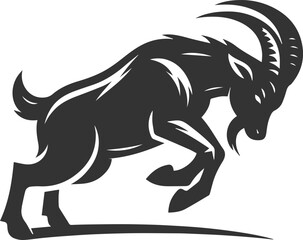 Goat bracing itself, preparing to attack animal vector silhouette