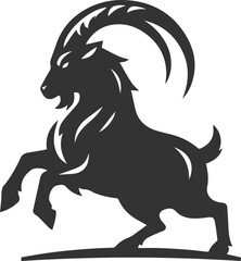 Goat bracing itself, preparing to attack animal vector silhouette