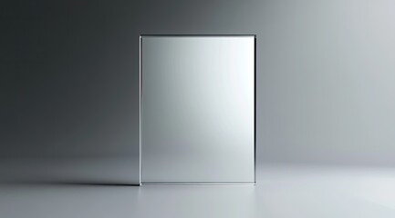 Empty Glass Panel on Gray Studio Background