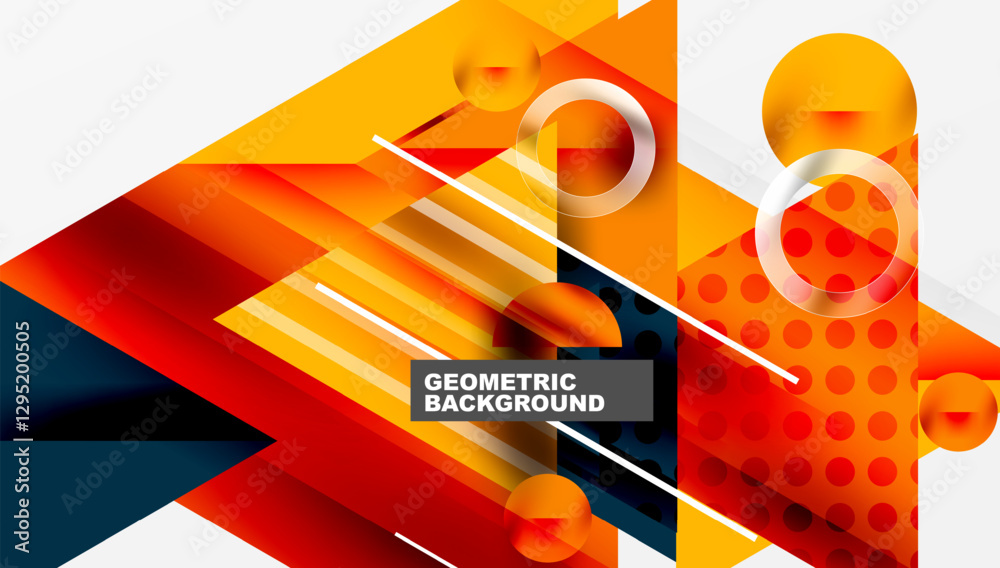 Poster Modern geometric background - overlapping triangles with smooth gradients and semi-transparency