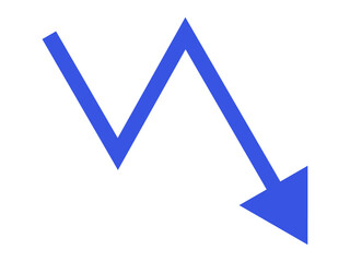 右肩下がりの暴落する青い矢印イラスト