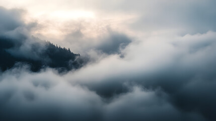 Obraz premium merging with low-hanging clouds for a mysterious and moody effect 