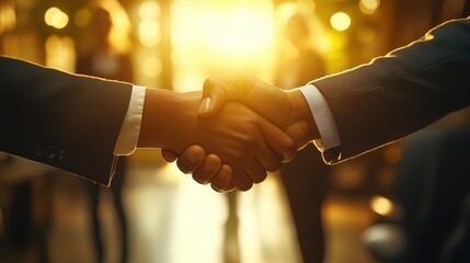 Successful Business Partnership Handshake at Sunset