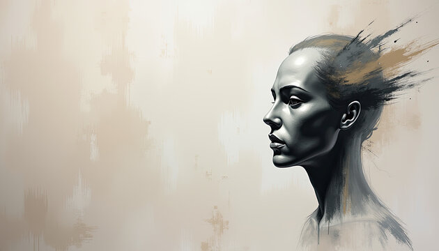 Ethereal fading mask portrait for psychological themed websites and artistic projects