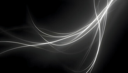 Elegant silver streaks dance across a dark canvas, a mesmerizing ballet of light and shadow in a minimalist abstract design.