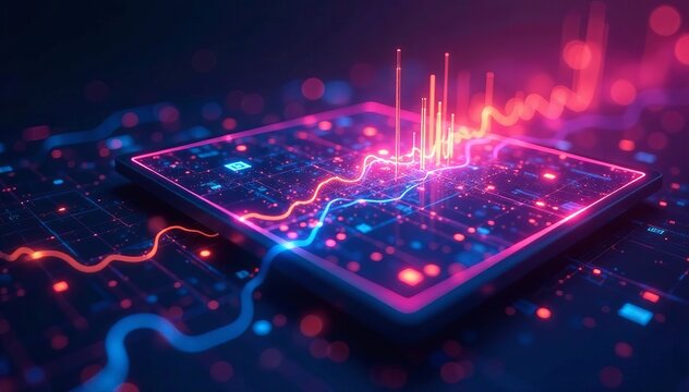 Futuristic holographic interface with colorful digital elements, colorful, futuristic - Powered by Adobe