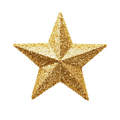 Shiny golden star with glittery texture on a transparent background. transparent background