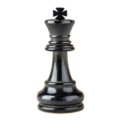 Elegant black chess king piece on a white background for game strategy concepts. transparent background
