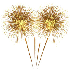 Obraz premium Golden fireworks shining brightly, symbolizing celebration and joy. transparent background