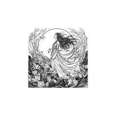 goddess rises from the ocean design vector template illustration