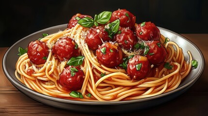 spaghetti bolognese isolated catoon