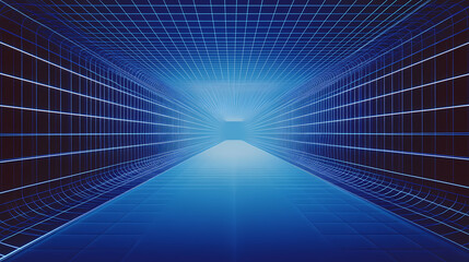 Sci-Fi Blue Tunnel with Guiding Lights