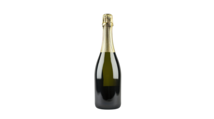 Champagne bottle standing on transparent background ready for celebration
