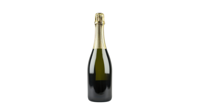 Champagne bottle standing on transparent background ready for celebration