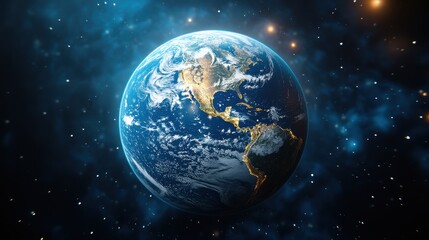 Naklejka premium Earth From Space A Stunning View of Our Planet Against the Cosmic Background
