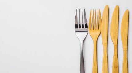 Assorted Tableware with Stainless Steel Fork and Wooden Cutlery Set