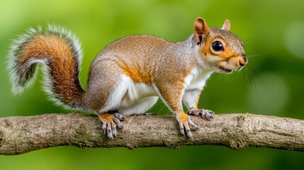 Obraz premium Cute Brown Squirrel Sitting on a Branch in Natural Habitat
