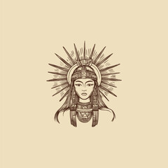 Graceful Aztec woman design vector template illustration