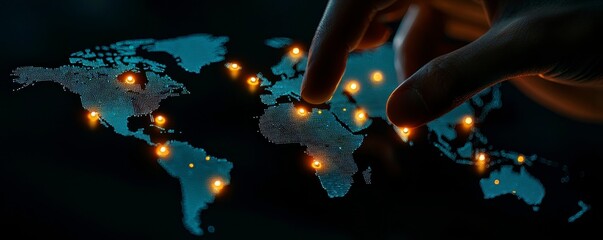 Global Network Connection Connecting Dots Around the World Touchscreen Interface High Tech Data