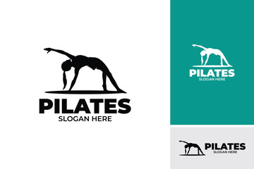 Silhouette of woman pilates logo design