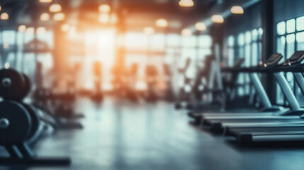 Abstract blur fitness gym with equipment for background. AI Generated Images