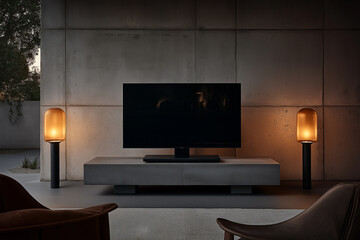 Modern Living Room with Stunning Landscape TV Display