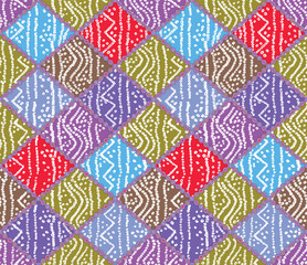 Fototapeta premium Seamless Floral Pattern in vector.Wild flowers, leaves, branches, candies repeat pattern design set.Handmade. Motif,Wallpaper, fabric or design of gift paper. Vector illustration.Print for bed linens.
