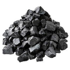 Fototapeta premium Black Coal Pile Dark Energy Resource Texture fuel hard lump isolated on transparent background