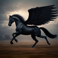 Mythological Winged Black Horse Like Pegasus